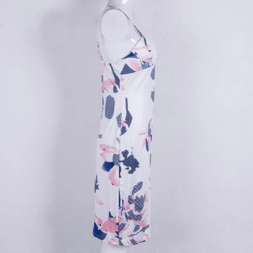 Женское облегающее платье Qipao модное Платье До Колена без рукавов с цветочным