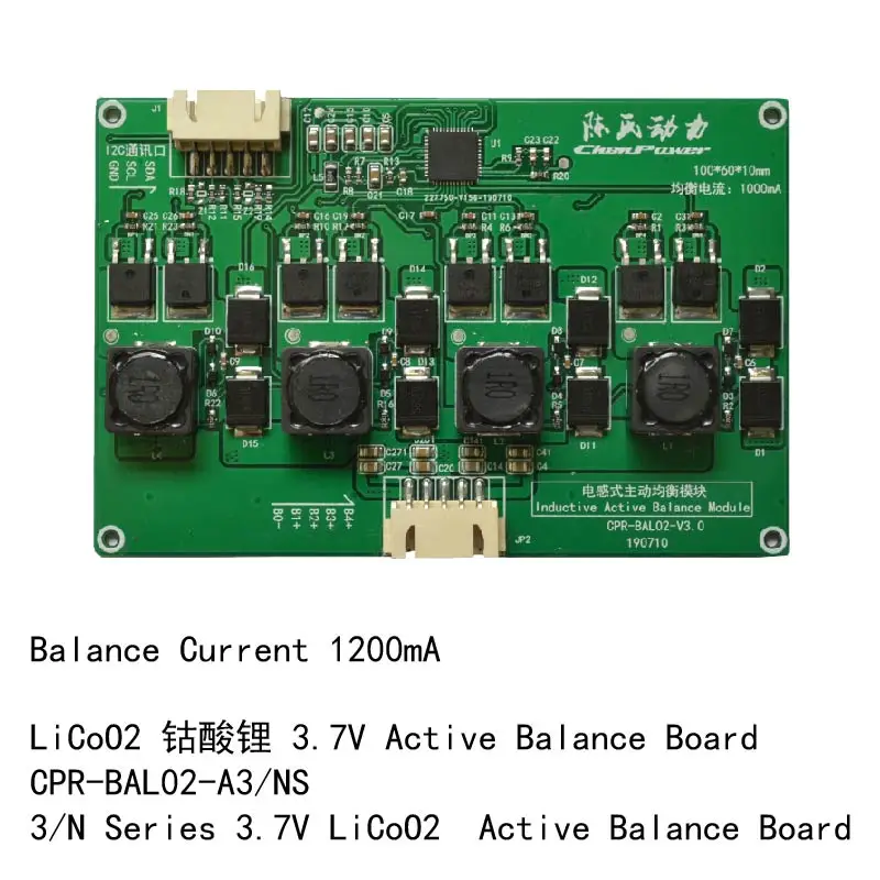 

1200mA 3/4 Series 3.7V LiCoO2 Lithium battery Active Balance Board Suitable For 100AH