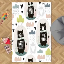 Черный медведь желтый розовый синий животные сердца 3d печать нескользящие микрофибры Детские украшения для детской комнаты коврик детский коврик