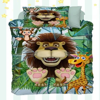 

Else 4 Piece Green Jungle Lions Monkey Giraffe Animals 3D Print Cotton Satin Baby Duvet Cover Bedding Set Pillow Case Bed Sheet
