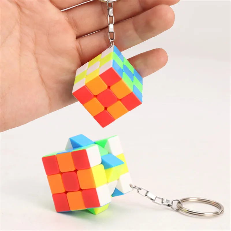 Fidget Cube 3x3x3 Keychain Decoration Puzzle Cube PVC Sticker Puzzle Magic Speed Cube Educational Toys for