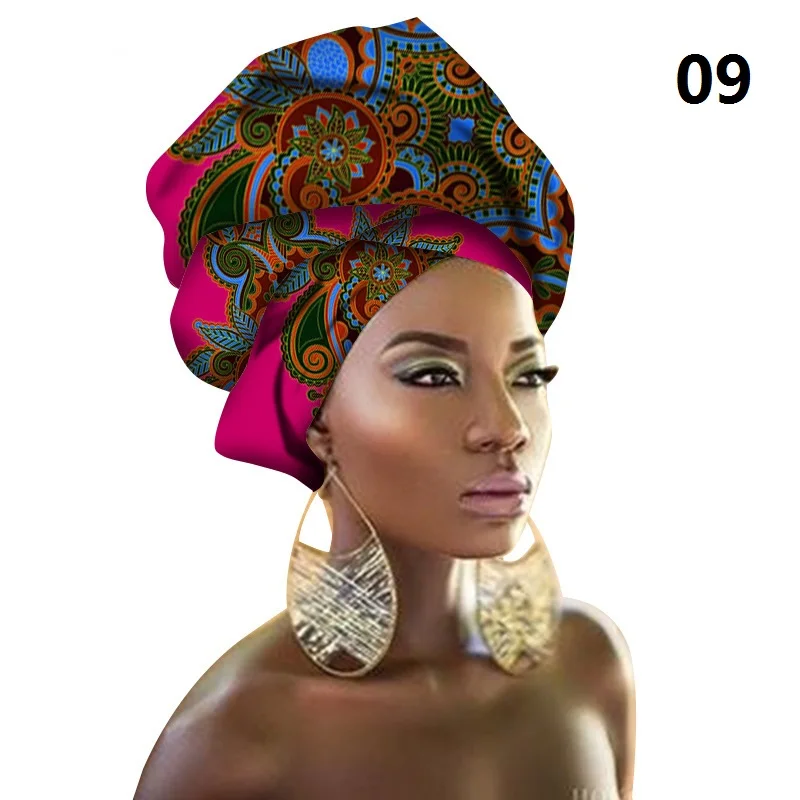Mylb полиэстер ткань африканские головные уборы для женская головная повязка украшения обертывание галстук шарф африканские аксессуары для волос - Цвет: 9