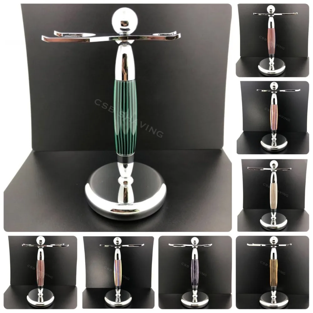 

CSB Shaving Brush & Razor Stand Stripe Pattern Resin Handle Shaving Tool Holder