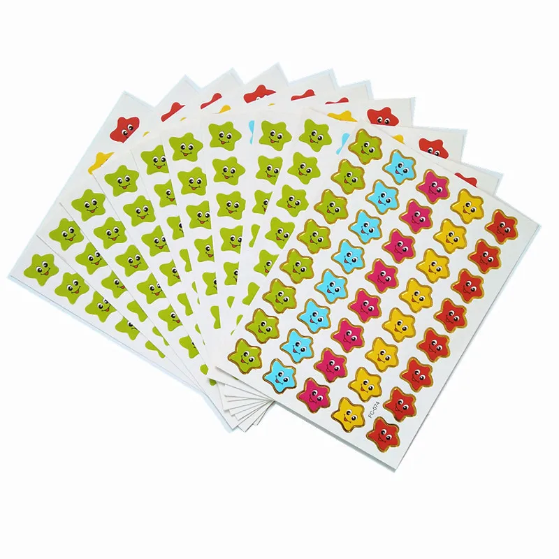 

10 sheets/lot 9*12.5cm Mini Paper Children toys stickers Five-pointed star School Teachers Rewards China