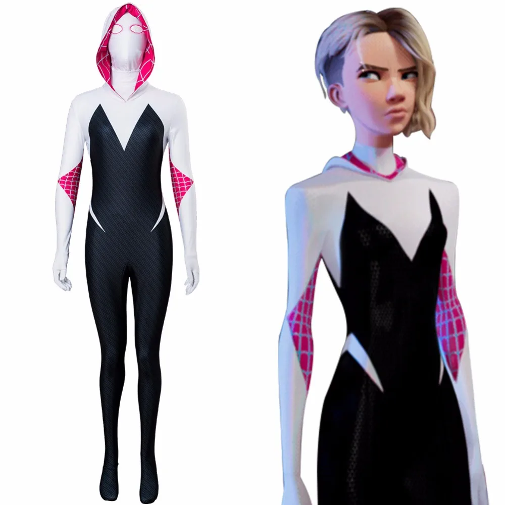 

Spiderman Gwen Stacy Cosplay Costume Parallel Universe Spider-man Into the Spider-Verse Gwen Costume Jumpsuit for Kids and Women