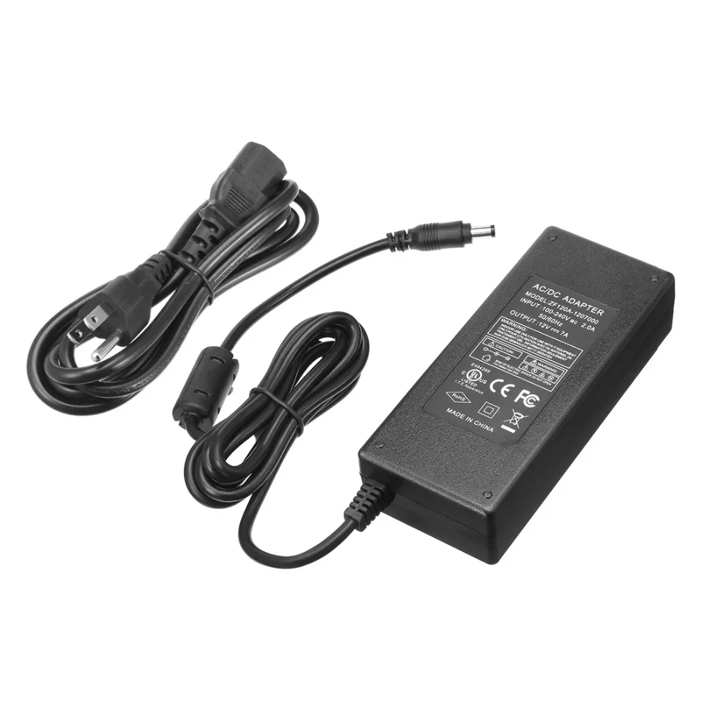

US Plug DC 12V 7A 84W Male 2.1 x 5.5mm Transformers Power Supply Adapter For Led Lights Wireless Router LCD Hub CCTV Cameras