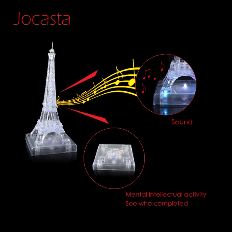 3D пазл с кристаллами в сборе Эйфелева башня Парижа светодиодный вспышка и