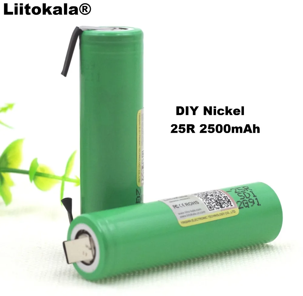 Литиевый аккумулятор Liitokala 18650 25R 2500 мАч 3 шт. 20A непрерывная разгрузка электронный