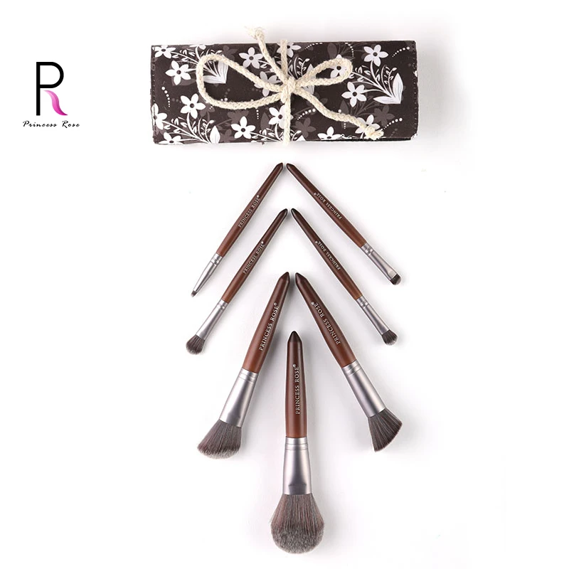 

7 pcs/set Makeup Brush Kit Soft Synthetic wood handle brushes fan flat brush set for women eyeshadow facial make up