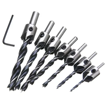 

7pcs 5 Flute Countersink Drills Bit HSS Drills Bit Reamer Set For Woodworking Chamfer 3-10mm