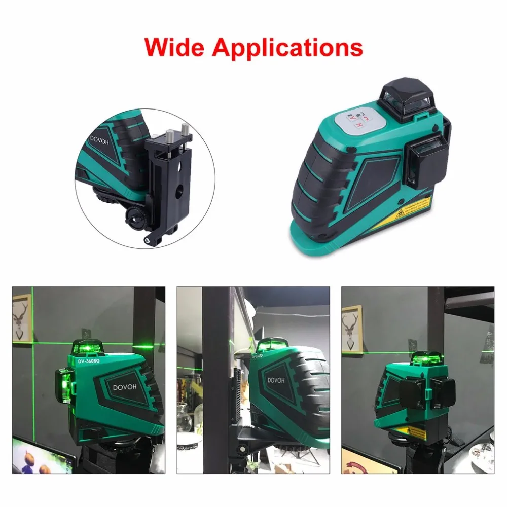 12 Lines 3D Laser Levels Green Light Leveling Instrument Self-leveling Laser Leveler Vertical Horizontal Cross Laser EU