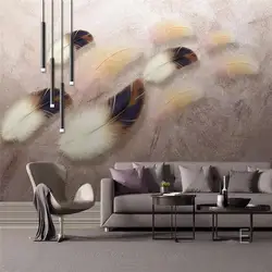 Пользовательские 3d обои Простые Модные цветные перья текстура художественный фон стены-высококачественный водонепроницаемый материал