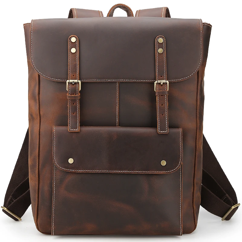 17 inch Laptop Bag Backpack Brown 2018 font b Men s b font Backpacks Genuine Leather