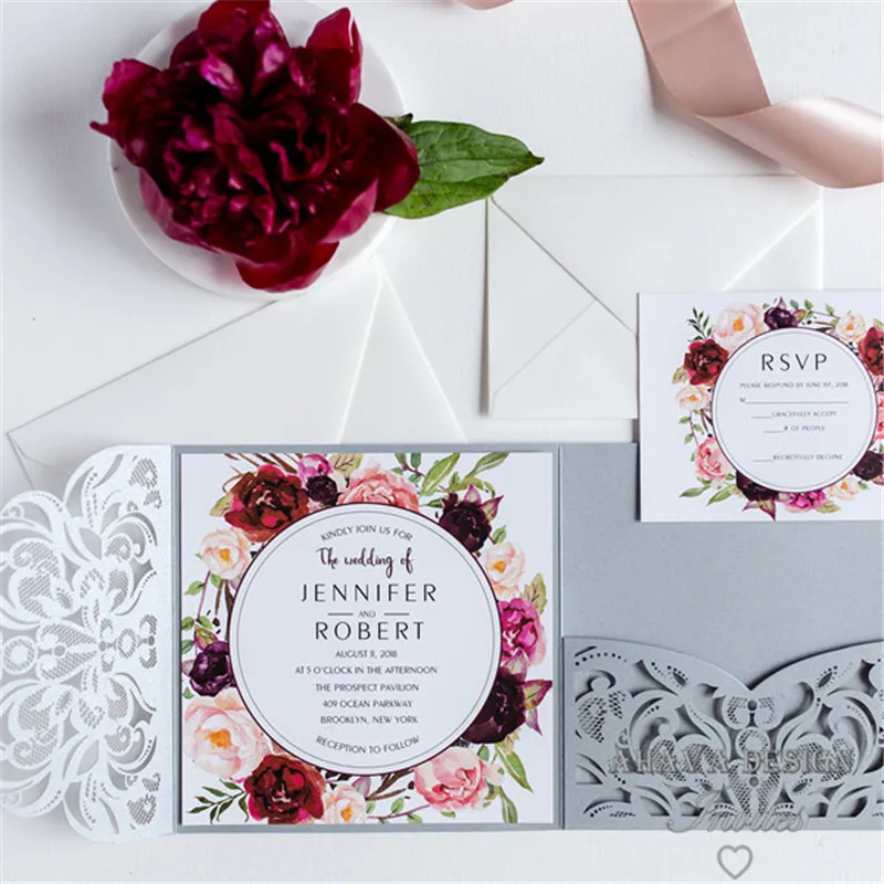 burgundy-floral-silver-laser-cut-wedding-invitations-EWWS177