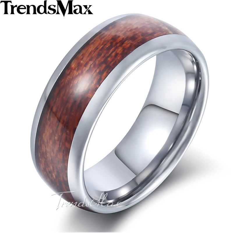 Trendsmax дерево инкрустация кольцо Мужские обувь для мальчиков вольфрам карбида