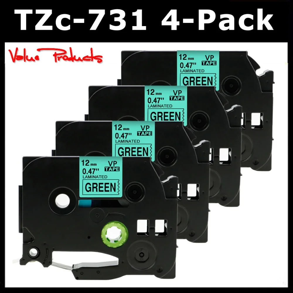 

For TZe-731 TZe 731 Label Tape 12mm Black on Green for Brother p-touch PTH110 / PT-D200 / PTD600 / Pt-d400 Label Marker,1-Pack