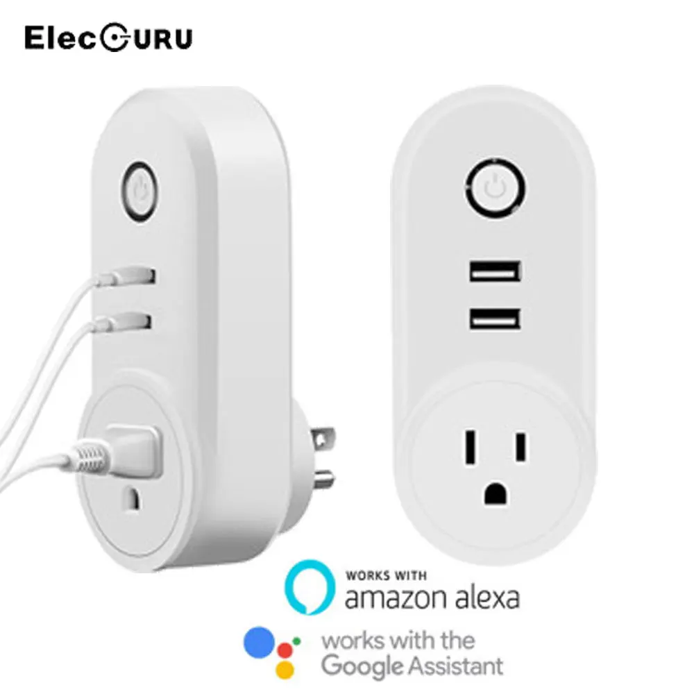 

2 USB Smart Wifi Socket EU/US/UK Plug APP Remote Control Smart Timing Switch Outlet For Google Home/Amazon Alexa 110V-230V 10A