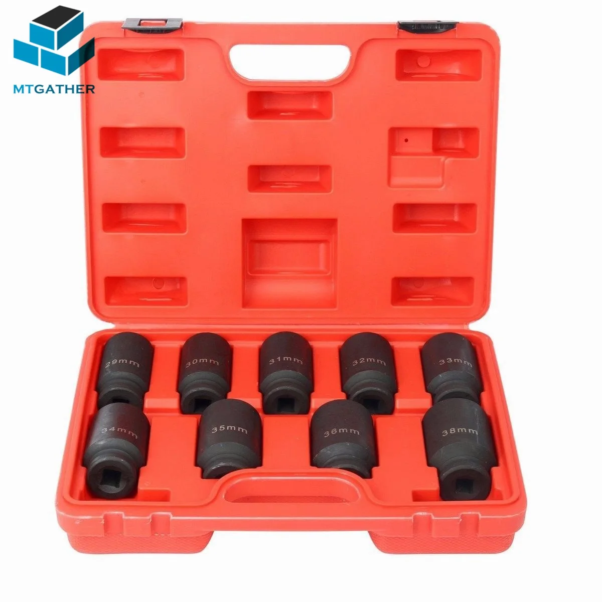 

MTGATHER 9pc 1/2" Drive Deep Impact Axle Hub Nut Socket Set 29-38mm Durable Hardware Fasteners Nuts Convenient