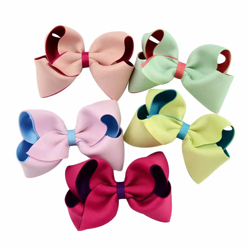 Hair Bow Accessories Chiffon Yellow Grosgrain Hair Clip Girls Small 5.5/" Bow