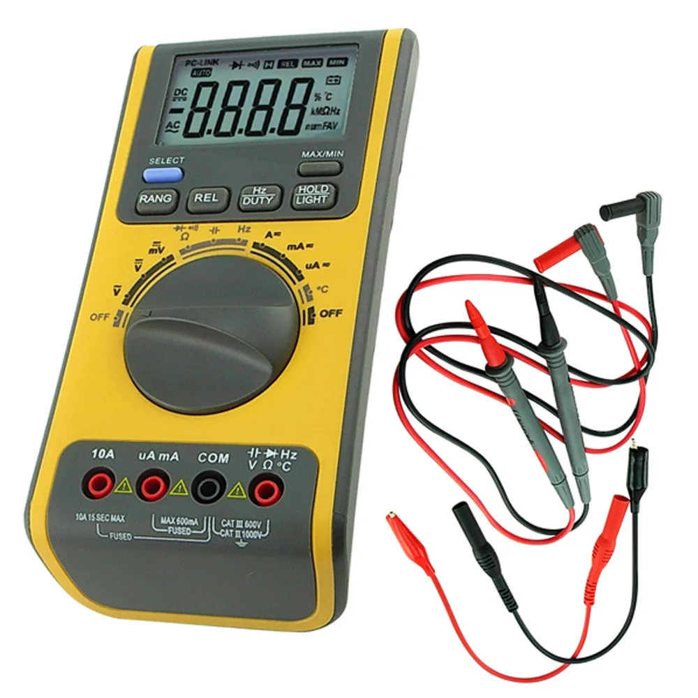 

Digital Multimeter Test Leads Auto Range & Manual CD Software Multifunction Tool Voltmeter Thermometer Resistance Capacitance