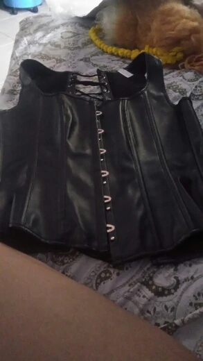Black Leather Overbust Corset Plus Sizes photo review