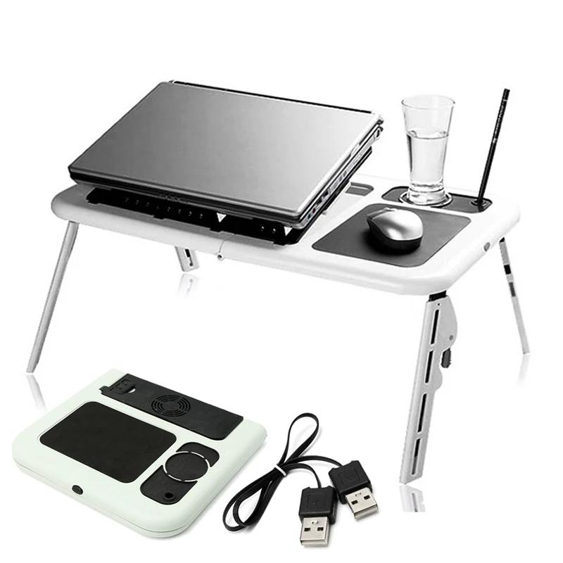 

Adjustable Folding Laptop Table E-Table With Tray Cooling Fans Stand Home Portable Laptop Desk Bed Sofa Stand New Lapdesk