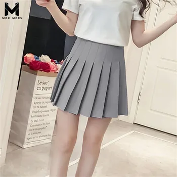 

2018 Spring And Summer New High Waist Was Thin Short Skirt Fashion Casual Skating Shopping Party Female Students Pleated Skirts