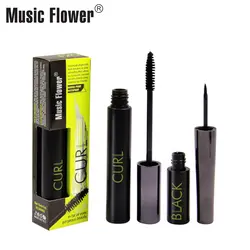 Music Flower 2 в 1 Черная тушь для ресниц женский макияж набор Smudge-proof Extra Lash-Curling 24 H долговечные глаза Косметика дропшиппинг