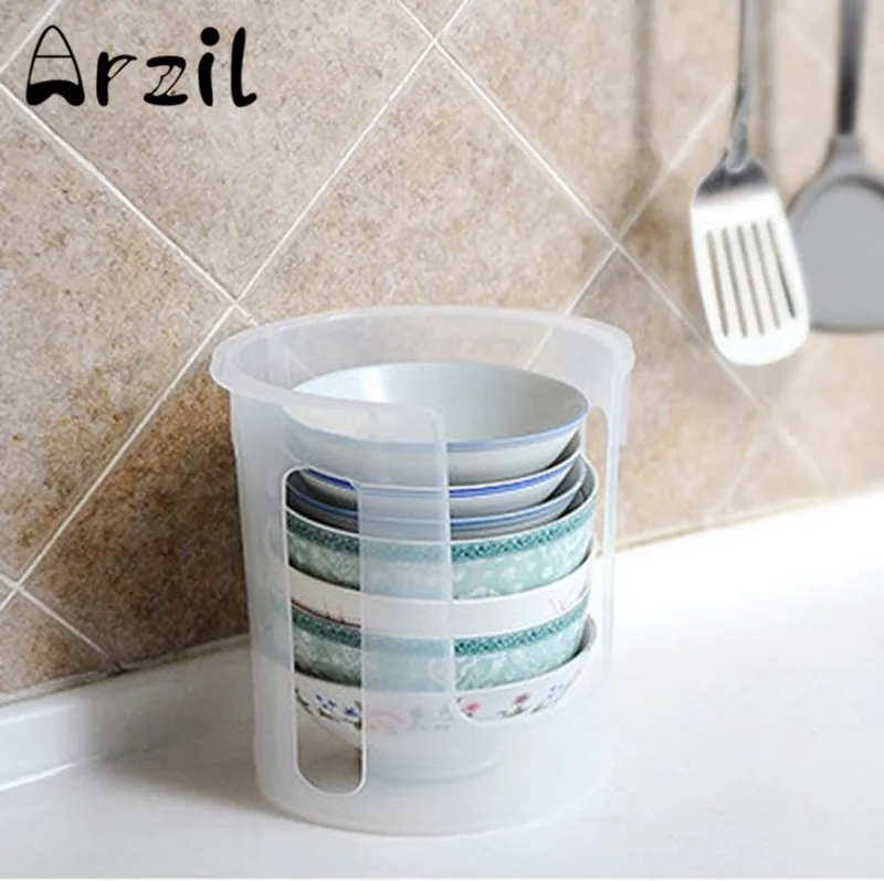 Dishes Rack Plastic Bowl Plate Storage Kitchen Organizer White