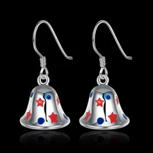 Silver Color Star Christmas Bell Drop Earring For Women Jewelry Colorful Party New Year