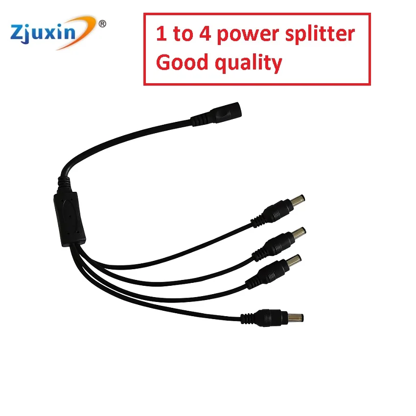 

Zjuxin 1 to 4 power splitter for 4ch cameras kit 1 DC Female To 4 Male plug Splitter AdapterConnector Cable for 4ch Security Sys