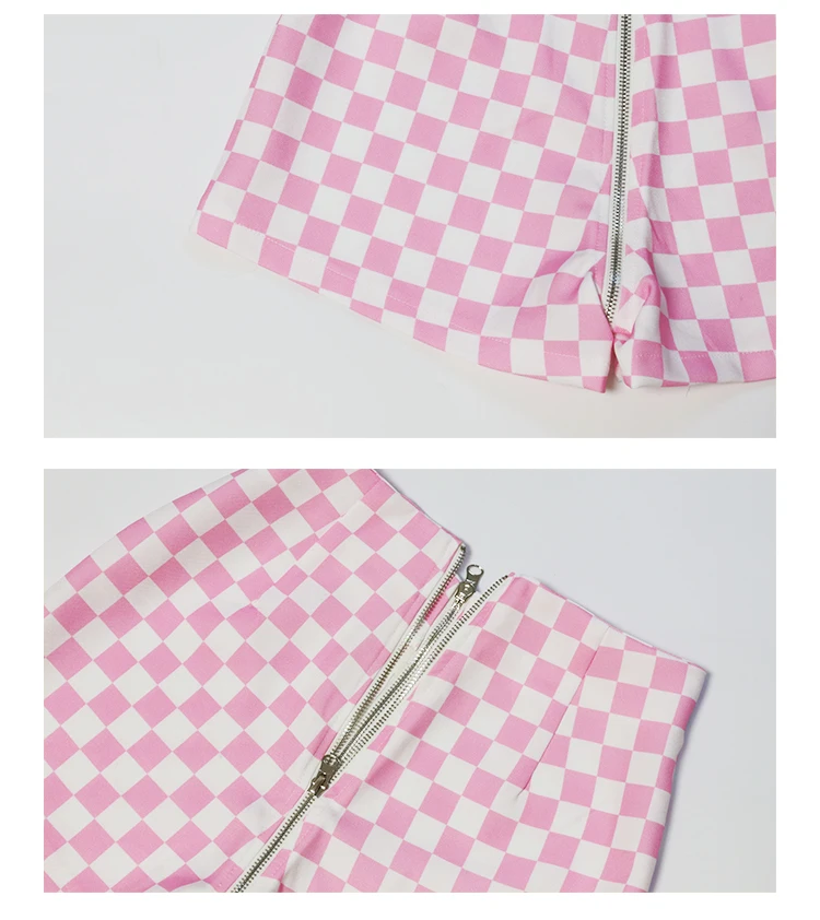 Новинка, harajuku kawaii, милая уличная одежда, топ, розовая клетчатая Шахматная куртка, женские короткие куртки+ шорты, комплект