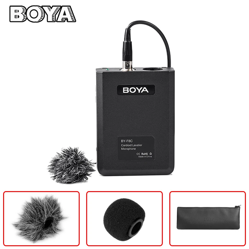 

BOYA BY-F8C Cardioid Condenser Lavalier Microphone Video Instrument Interview Mic for Canon Nikon Sony for iPhone Smartphone Mic