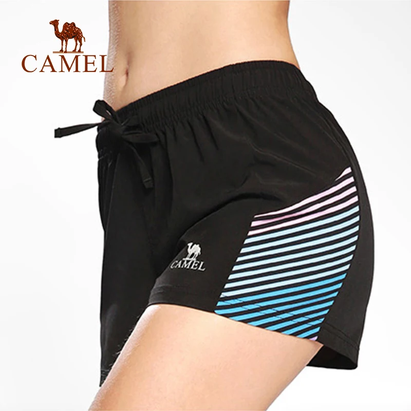 CAMEL компрессионные тренировочные шорты для бега, женские свободные шорты в полоску для бега, летние эластичные женские спортивные шорты для спортзала