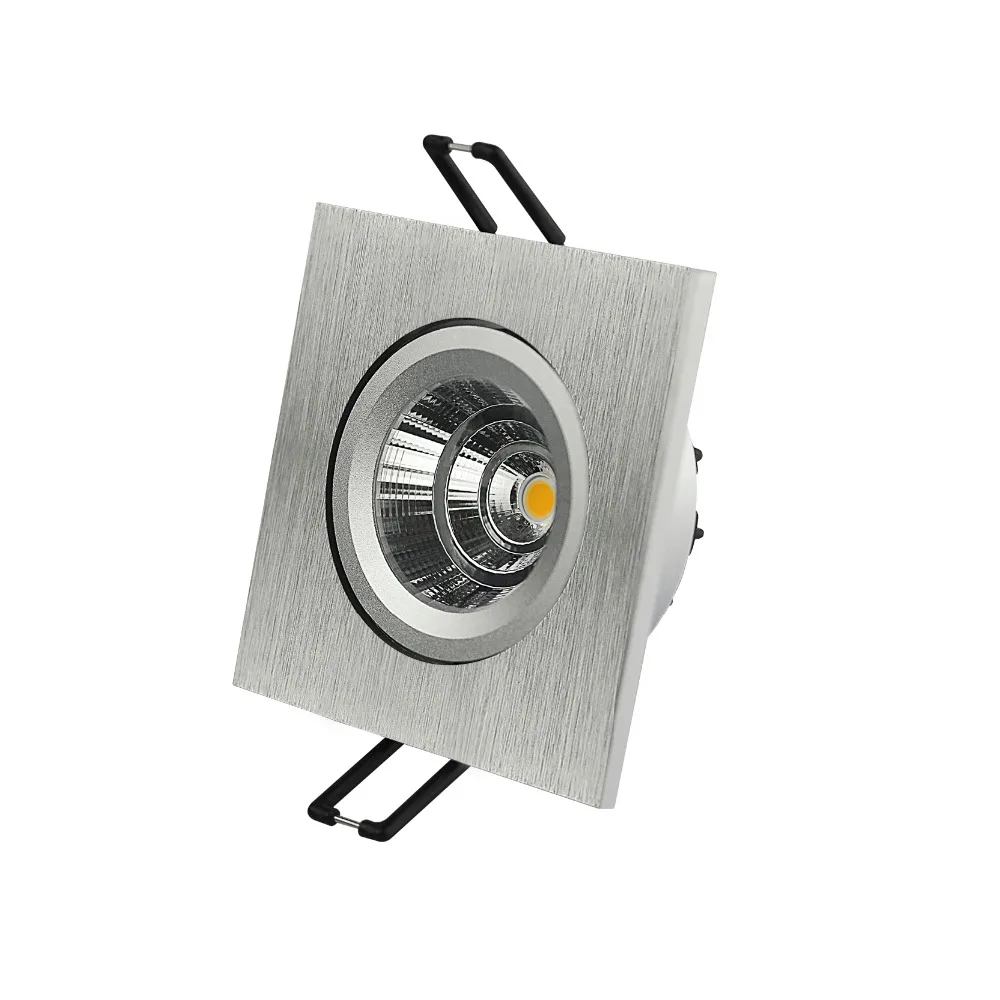 

Free Shipping 5W 7W 90RA 60degree Cutout72mm 100-240VAC 3000K 4000K 6000K COB Adjustable Square Recessed Downlight
