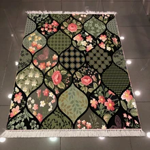 Else черный зеленый розы белые цветы геометрический Ogee турецкий 3d принт Нескользящие сзади моющиеся декоративные Kilim области ковры