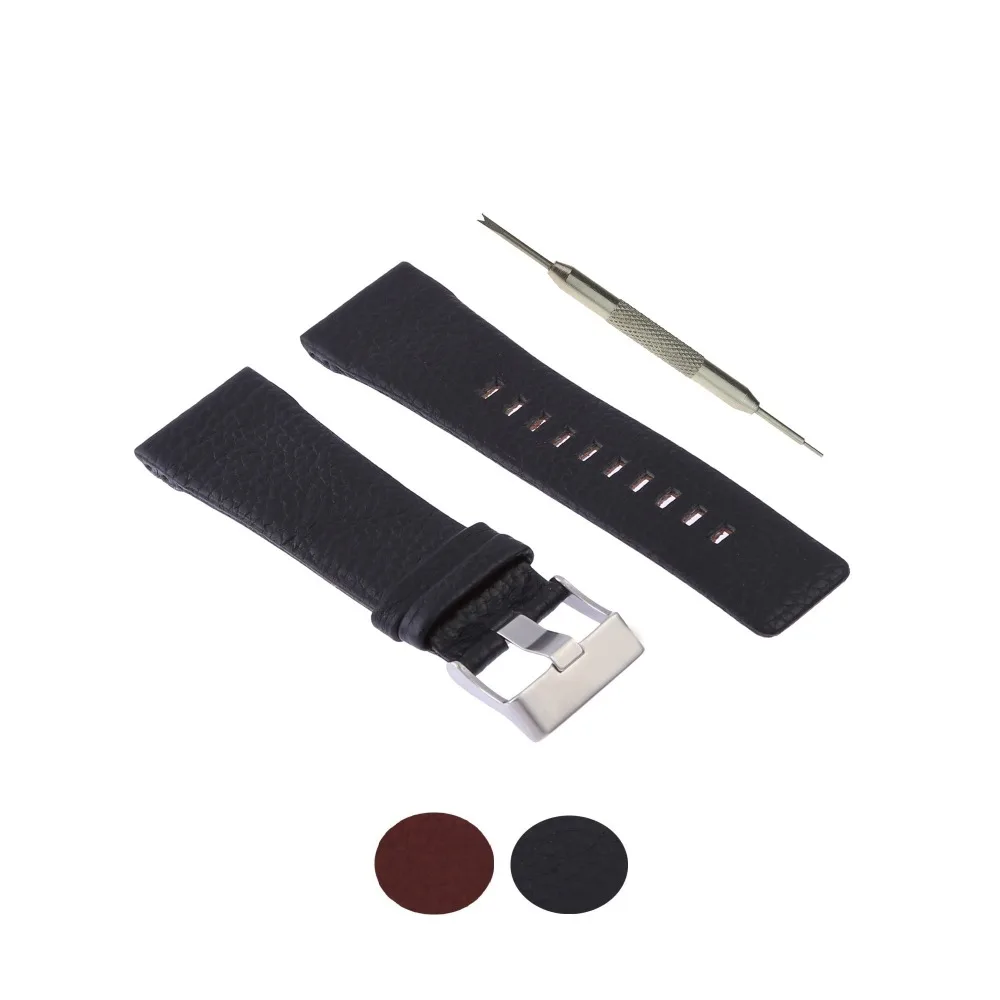 

MDNEN Genuine Leather Watch Band Strap 28mm Fits For Diesel DZ1114 - Free Spring Bar Tool