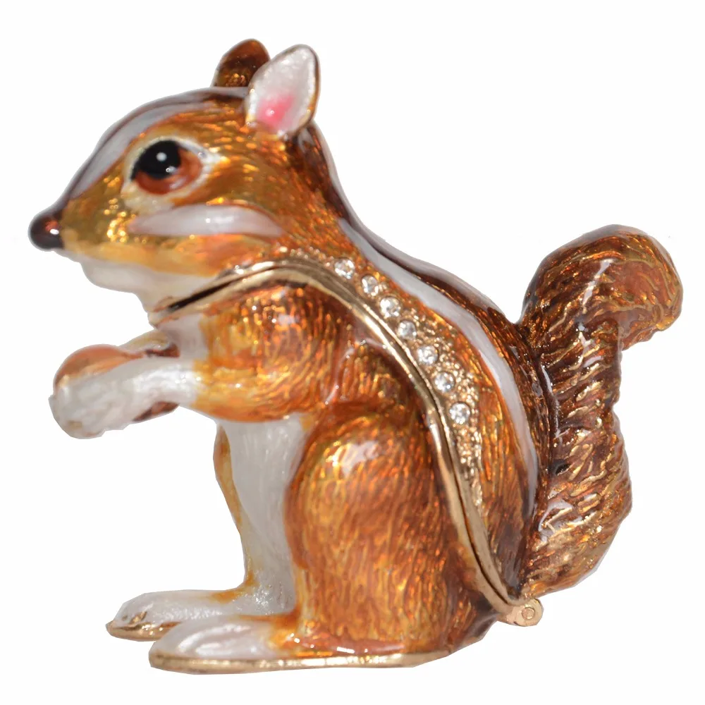 Squirrels on a Log Trinket Keepsake Box Ornament Figurine