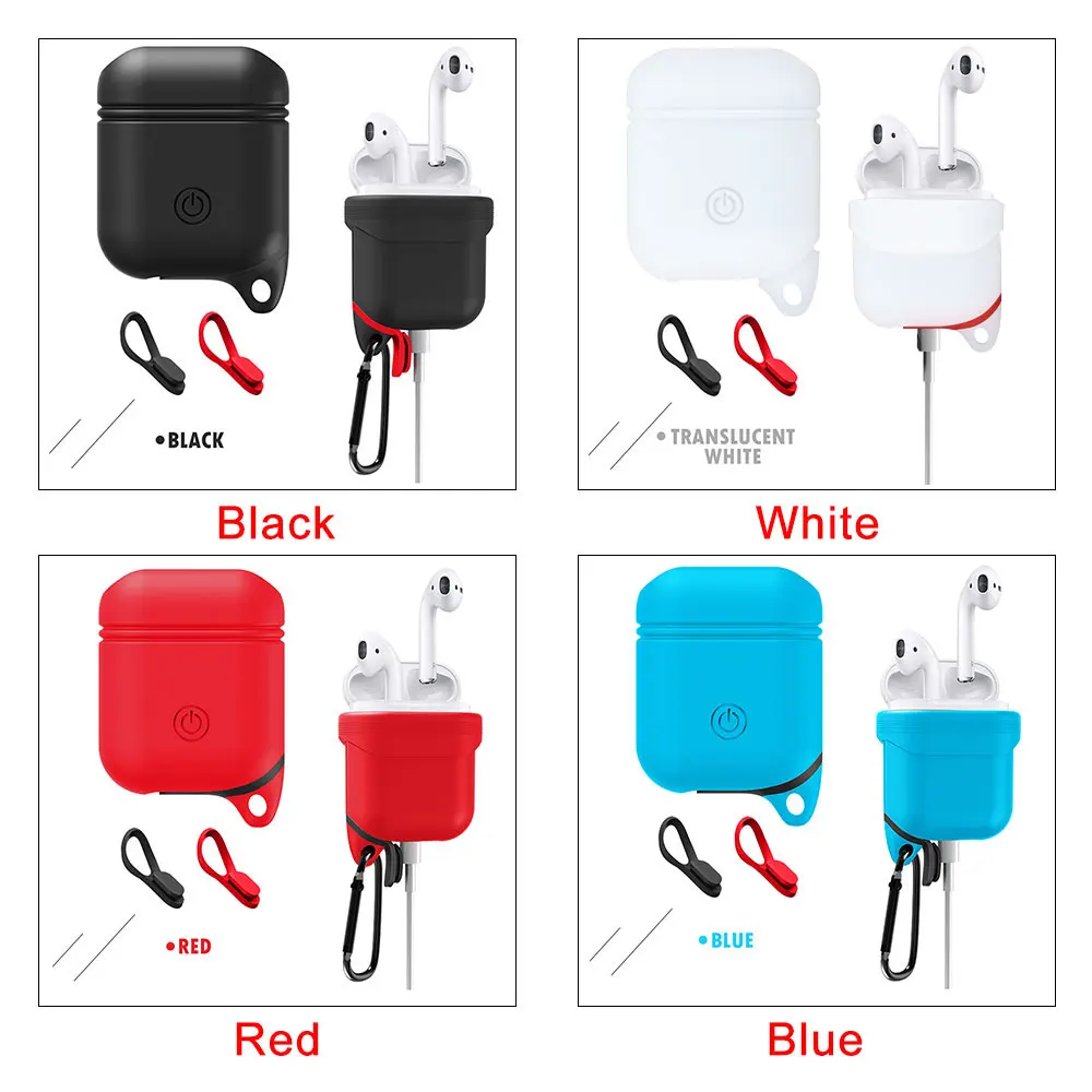 New Waterproof Silicone Case Bluetooth Wireless Earphone Protective Skin Cover For Apple AirPods Charging Box with Hook Nonslip