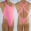 G7282 Mens bodysuit Thong Leotard High Cut X Cross Back Nylon spandex soft thin jersey semi c-thru ► Photo 1/6