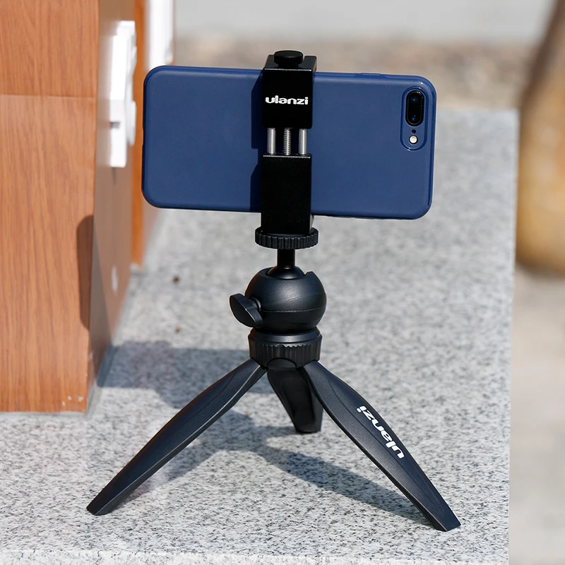 ST-02S Aluminum Phone Tripod Mount with Cold Shoe Mount Support Vertical Metal Adjustable Clamp iPhone Android Smartphones