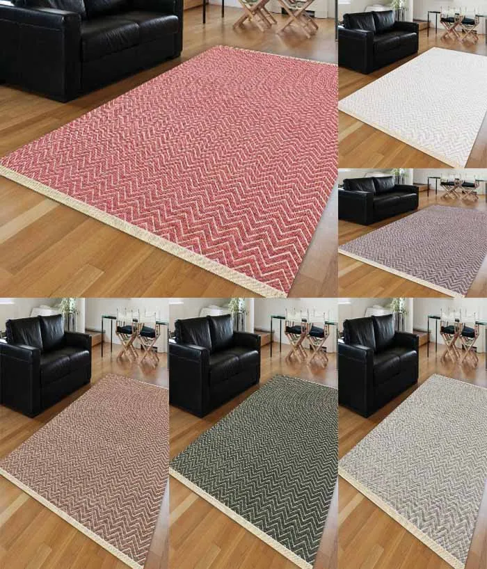 

Else 6 Color Bias Lines Green Gray Purple Brown White Pink Wave Anti Slip Kilim Washable Decorative Plain Paint Woven Carpet Rug