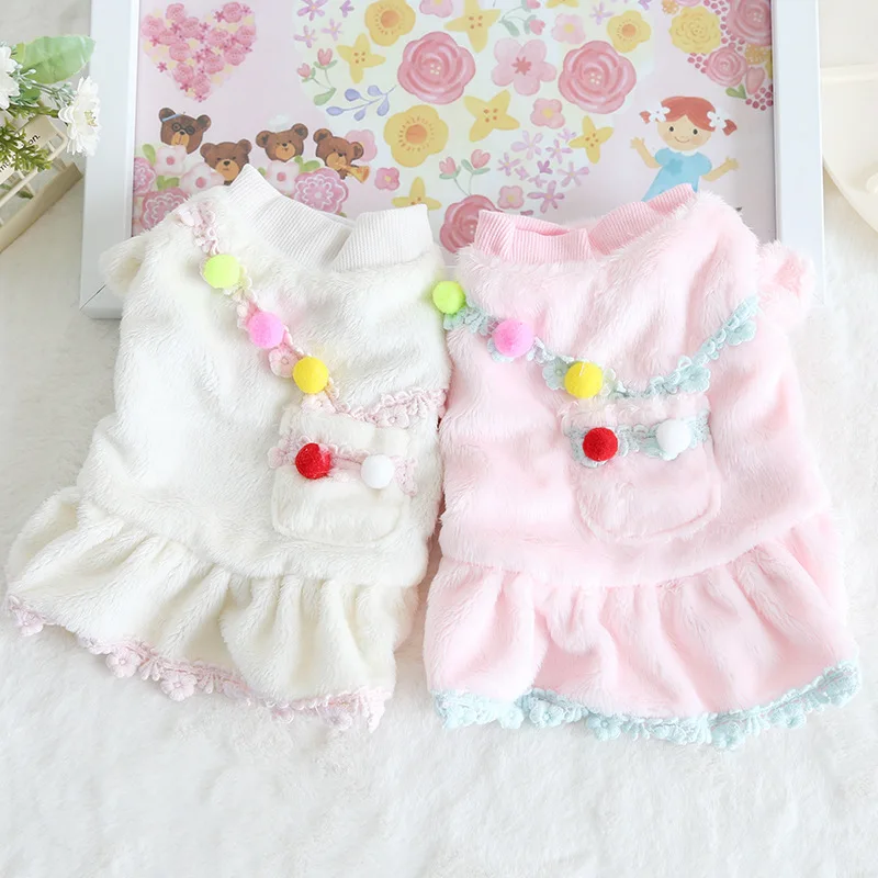 

Pocket Ball Princess Winter Warm Dog Dress 100% Cotton Clothing For Dogs Chihuahua Teddy Pet Puppy Cat Clothes