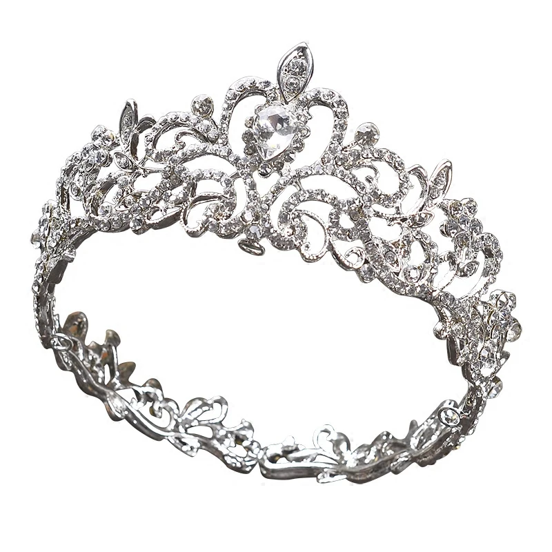 2018 Mulheres de Strass Coroas e Tiaras de Cabelo Jóias Conjuntos de Colar Brincos Cor Branca Headpieces Nupcial Acessórios Para A Noiva (6)