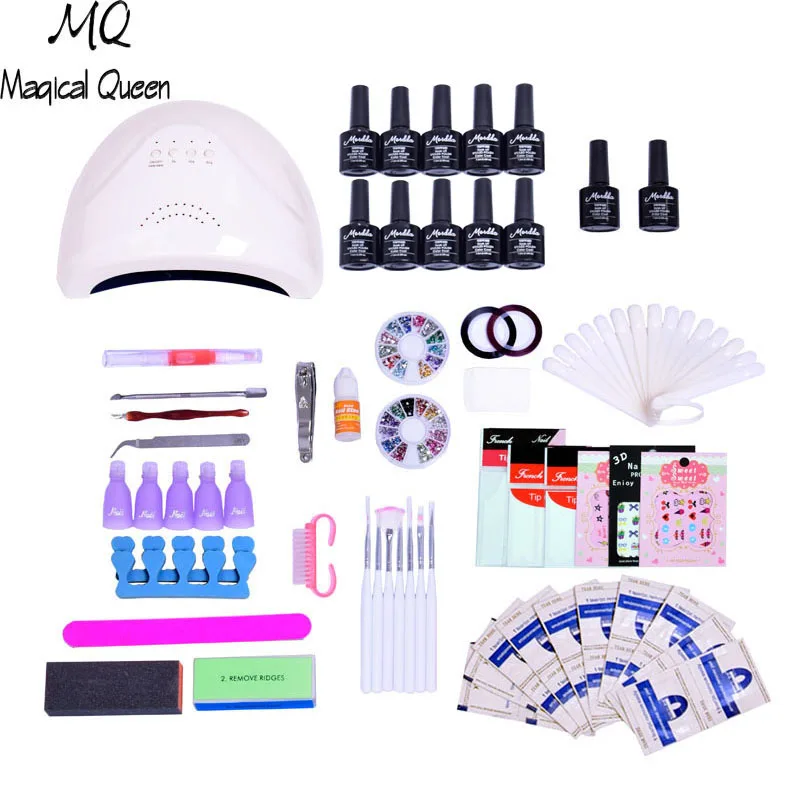 Magical Queen 48w led lamp timer nail dryer choose 10 colors uv gel polish nail art kit set uv gel polish manicure set цена Magical Queen 48w led lamp timer nail dryer choose 10 colors uv gel polish nail art kit set uv gel polish manicure set цены онлайн