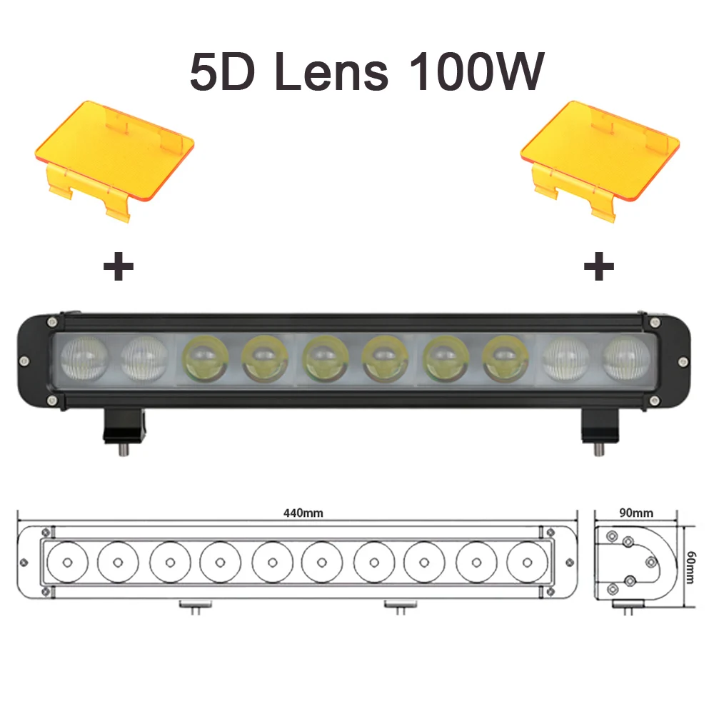 Янтарь в один ряд Светодиодный светильник бар пятно Наводнение Combo Луч для 4x4 внедорожный УАЗ ATV SUV трактор грузовик лодка 12 в 24 В вождения Barr светильник s - Цвет: 5D 100W