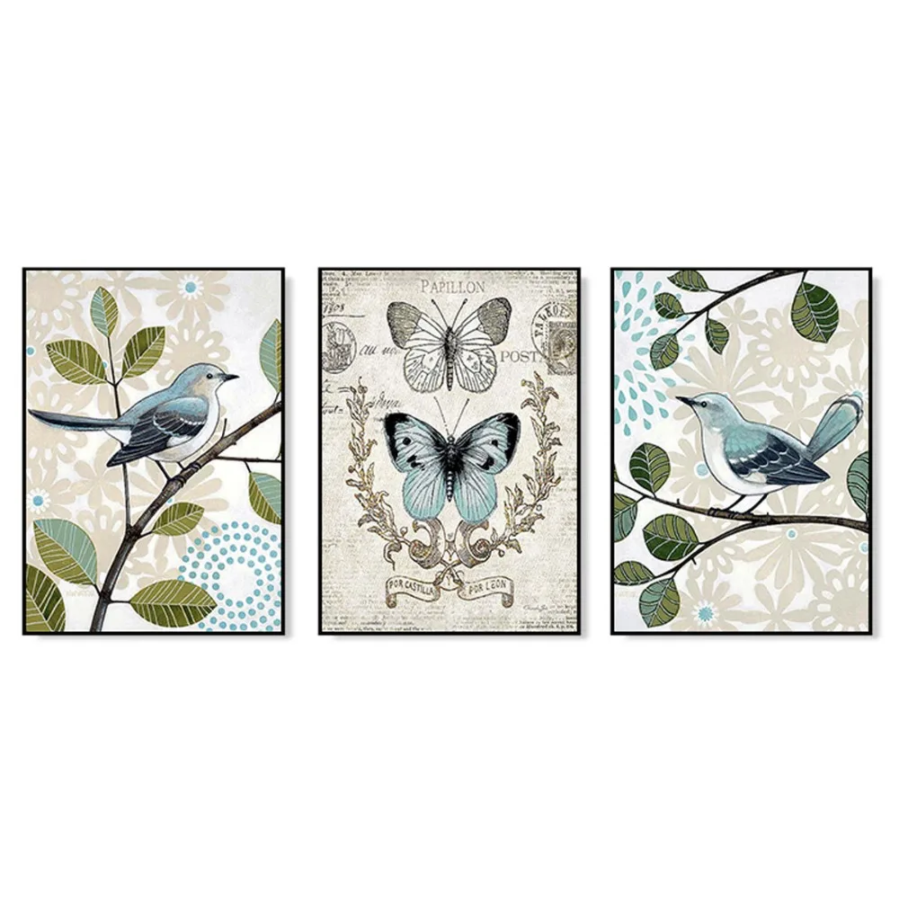 

SD LINLEEHON European Ink Butterfly Parrot Bird Canvas Painting Wall Decoration Picture Children's Room Wall Art Poster Wall