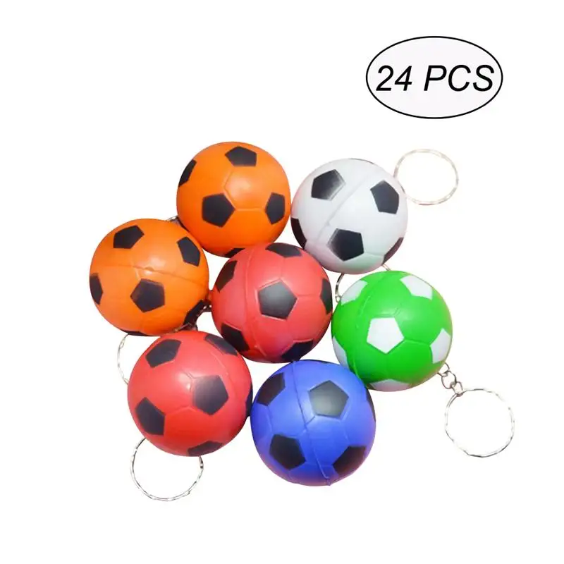 

24PCS Funny PU Sports Ball Key Chain Mini Football Key Ring Soccer Key Ring Party Favors Gifts For Men Kids (Random Color)