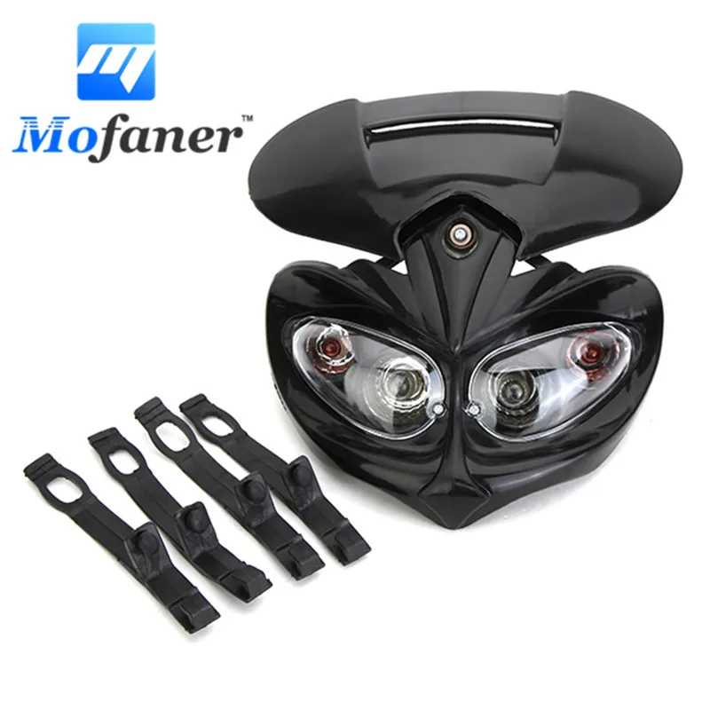1PC Black Motor Dual Sport Lamp Street Fighter HeadLight For Cross