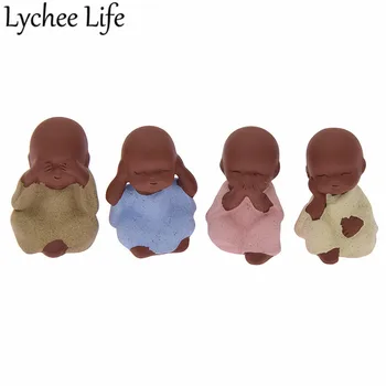 

4pcs Small Buddha Statue Figurine Model Cute Colorful Monk Miniature Figurines Modern Temple Home Decor Collection